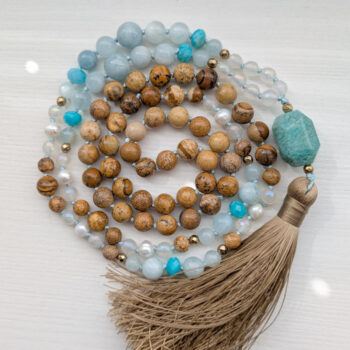 Mandala ILU väeehted Voolava Rahu MALA palvehelmed Piltjaspis, Akvamariin, Amasoniit, Ahhaat, Pärl