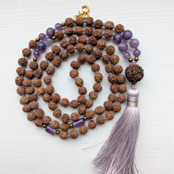 Mandala ILU Hingevalguse MALA palvehelmed RUDRAKSHA, LEPIDOLIIT, AMETÜST ja HEMATIIT kristallidega