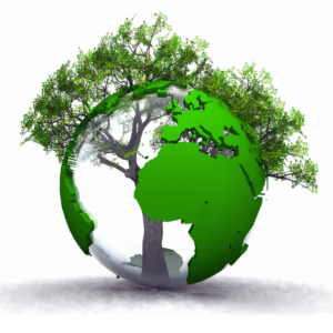 Roheline maailm maakera ja puu sümboliseerimas maa märkide stabiilset ja maandatud energiat Mandala ILU maailmas.